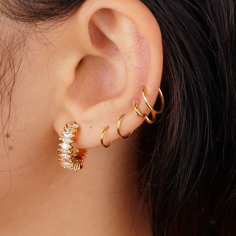 Sparkling Spine Ladder Gold-plated Earrings