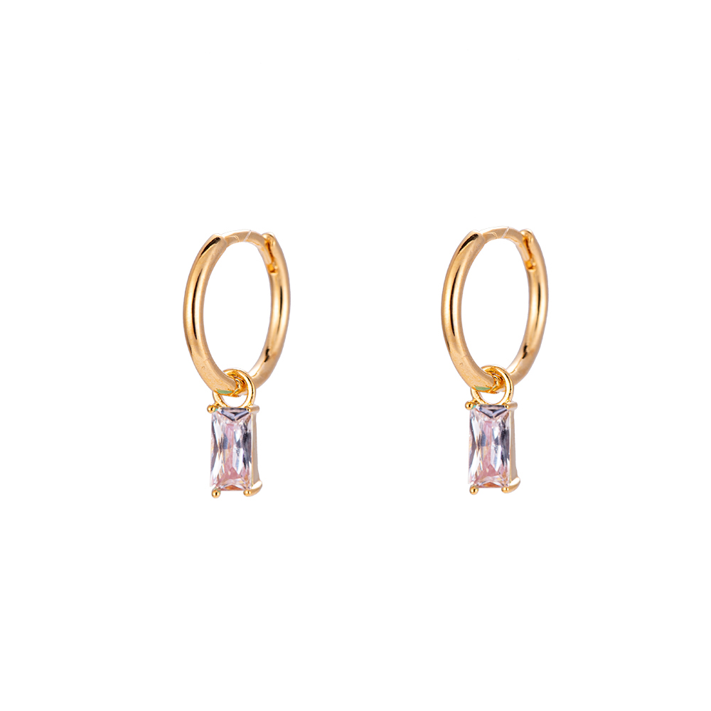 Sliding Big Cube Plated Earring Color Edition