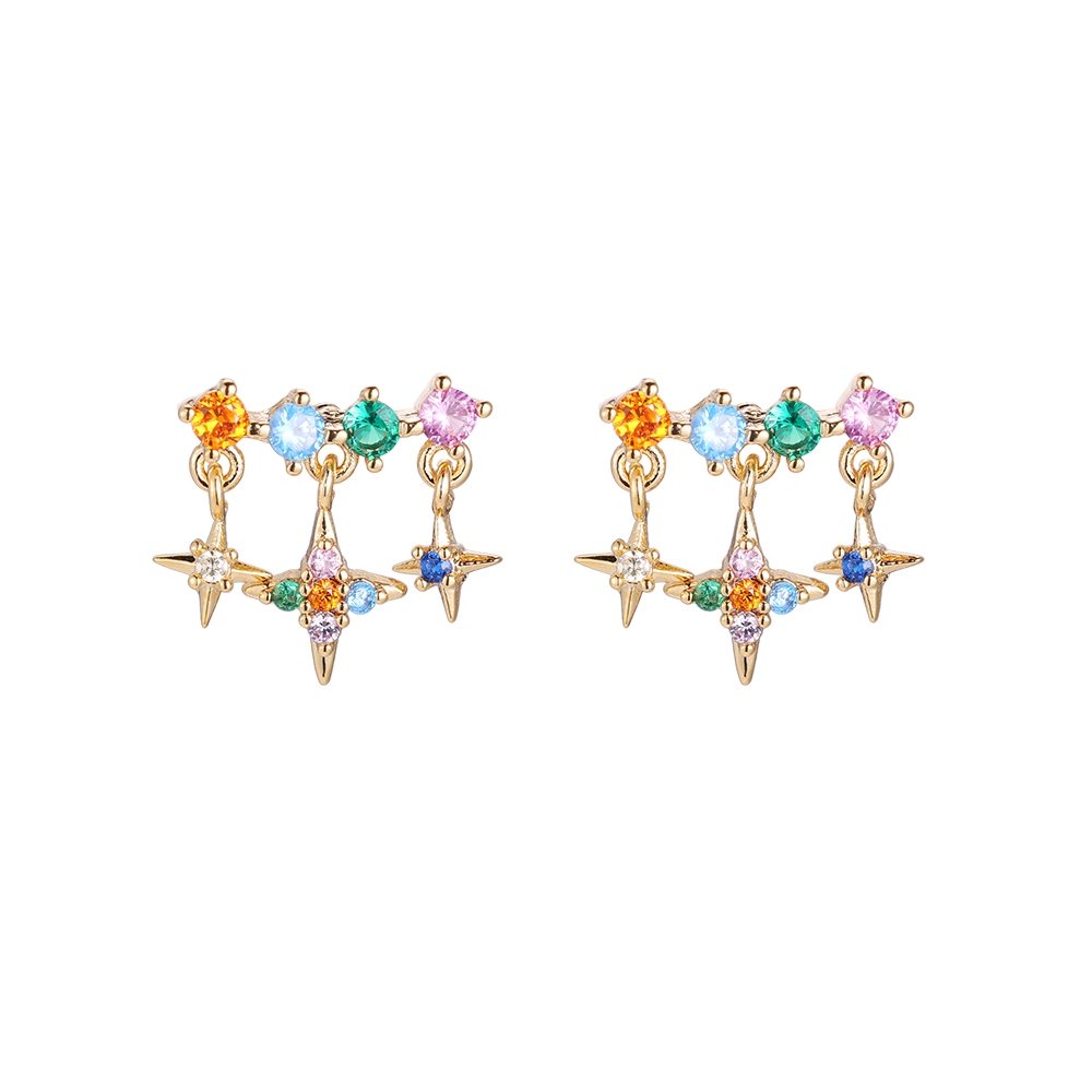 Star Chandelier Gold-plated Ear Studs