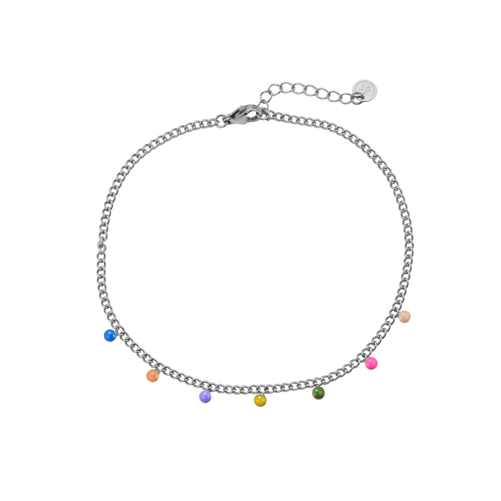 Enamel Colorful Drops Stainless Steel Anklet