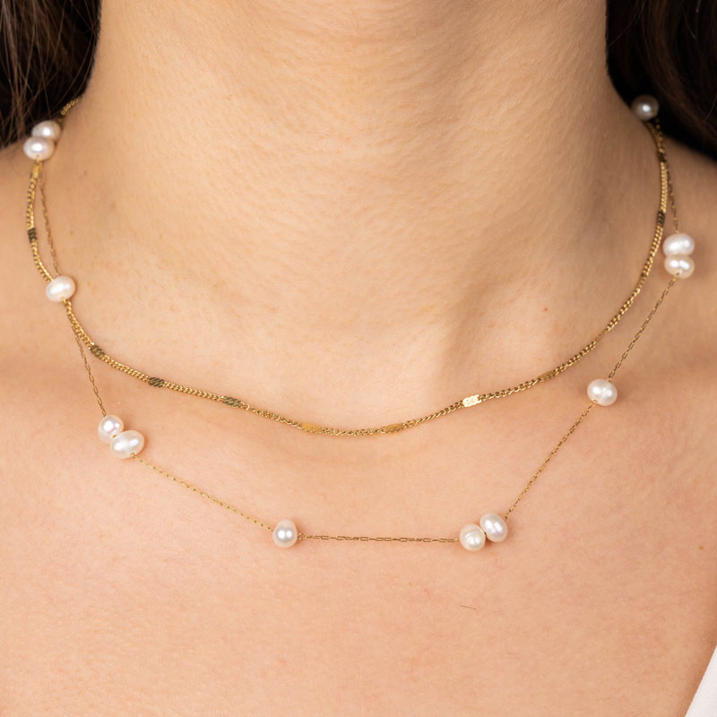 Bubbly Pearls Multilayered Stainless Steel Necklace