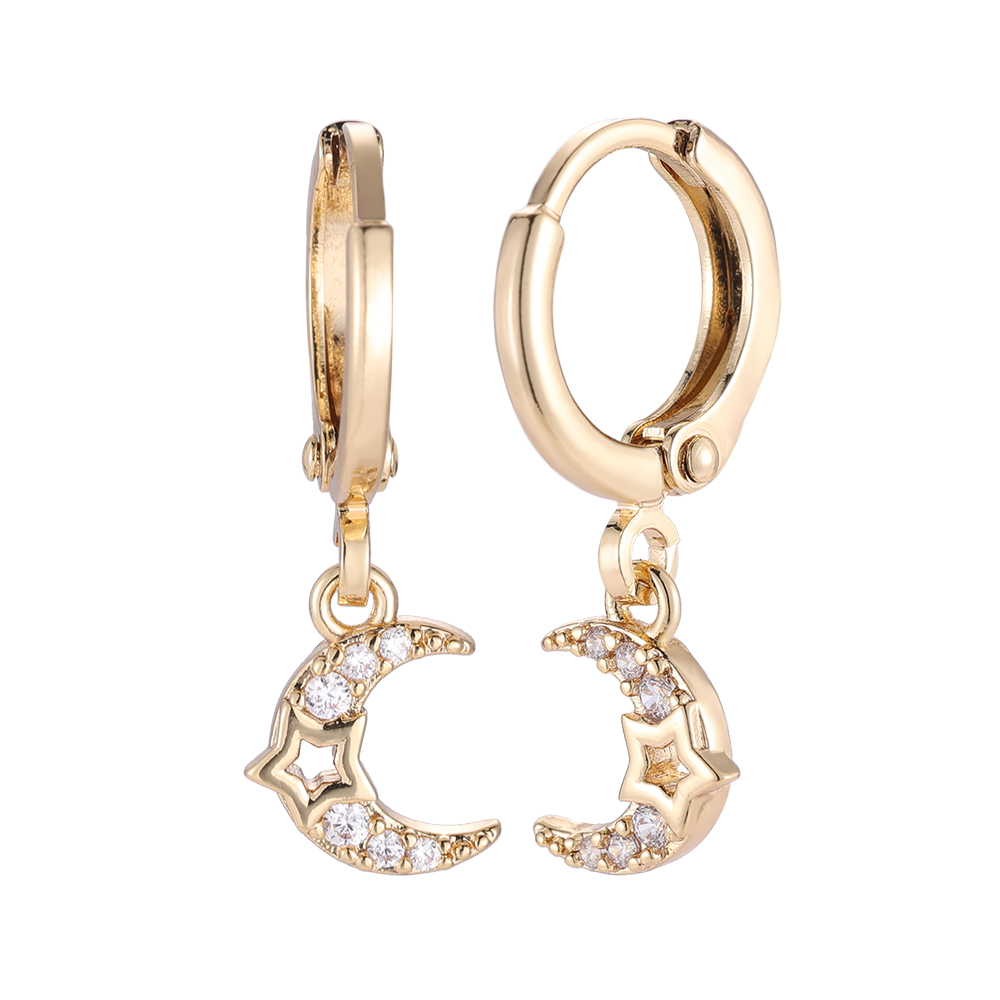 Star Studded Sickle Moon Gold-plated Earrings