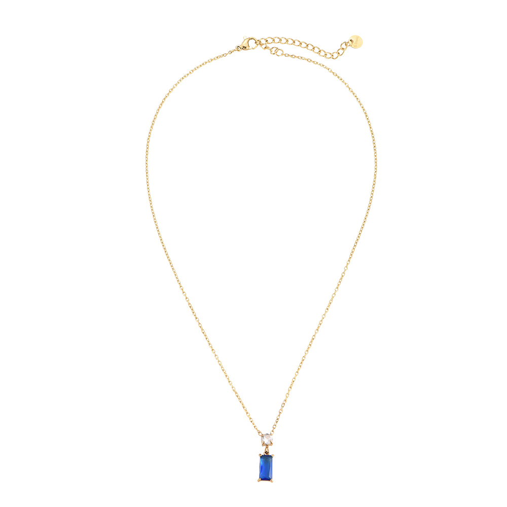  Blue Iris Diamond Stainless Steel Necklace