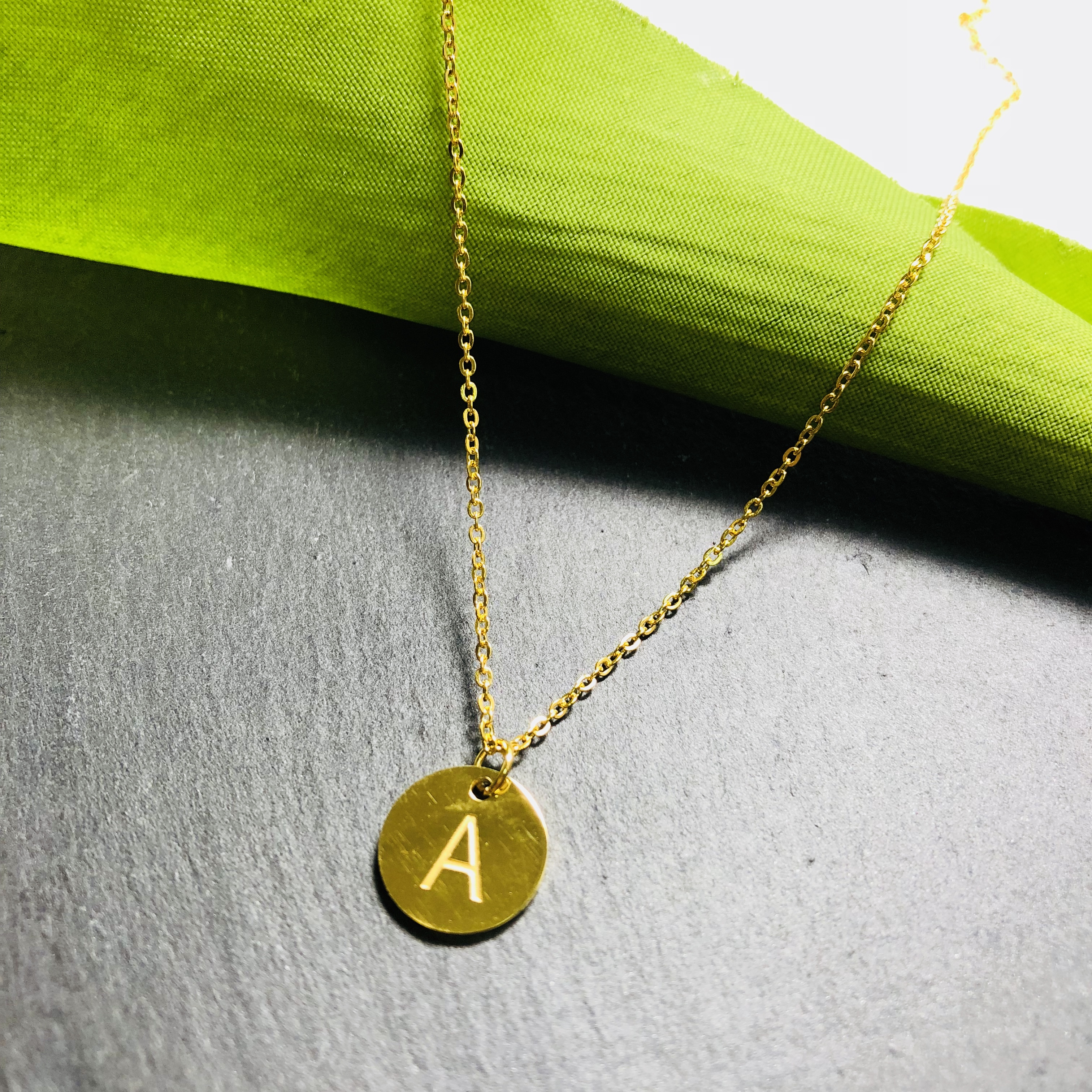 Alphabet in Circle Stainless Steel Necklace