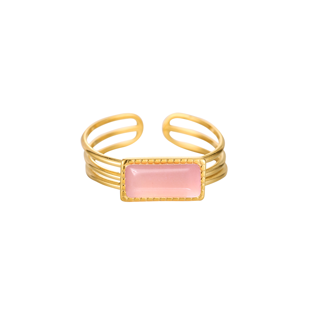 Rosa Quartz Mini Edelstahl Ring