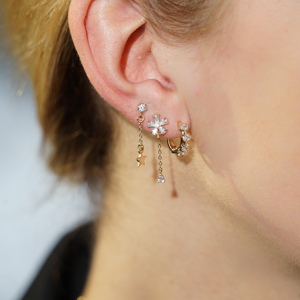 Crystal Flower Plated Earrings