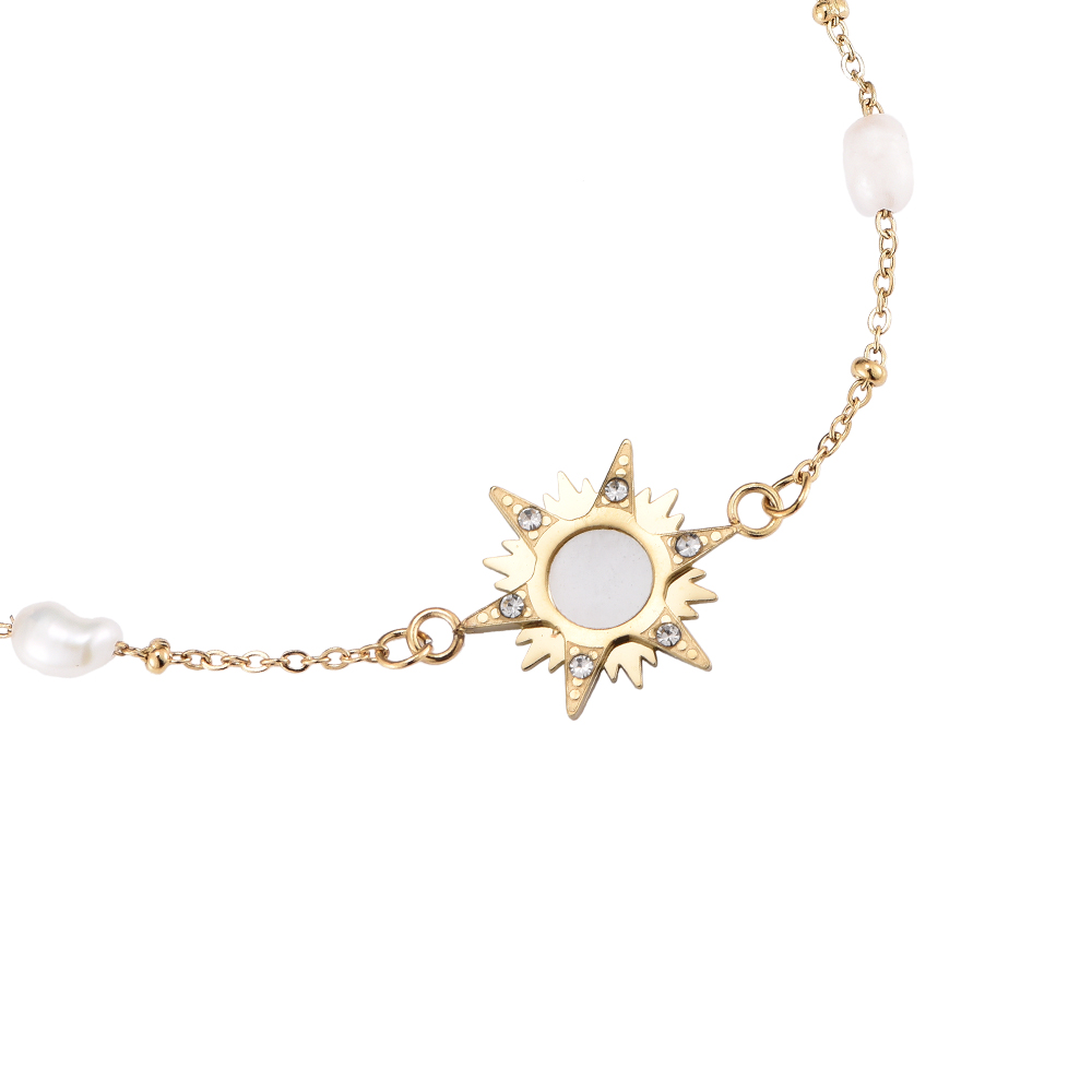 Solar Eclipse Pearls Stainless Steel Bracelet