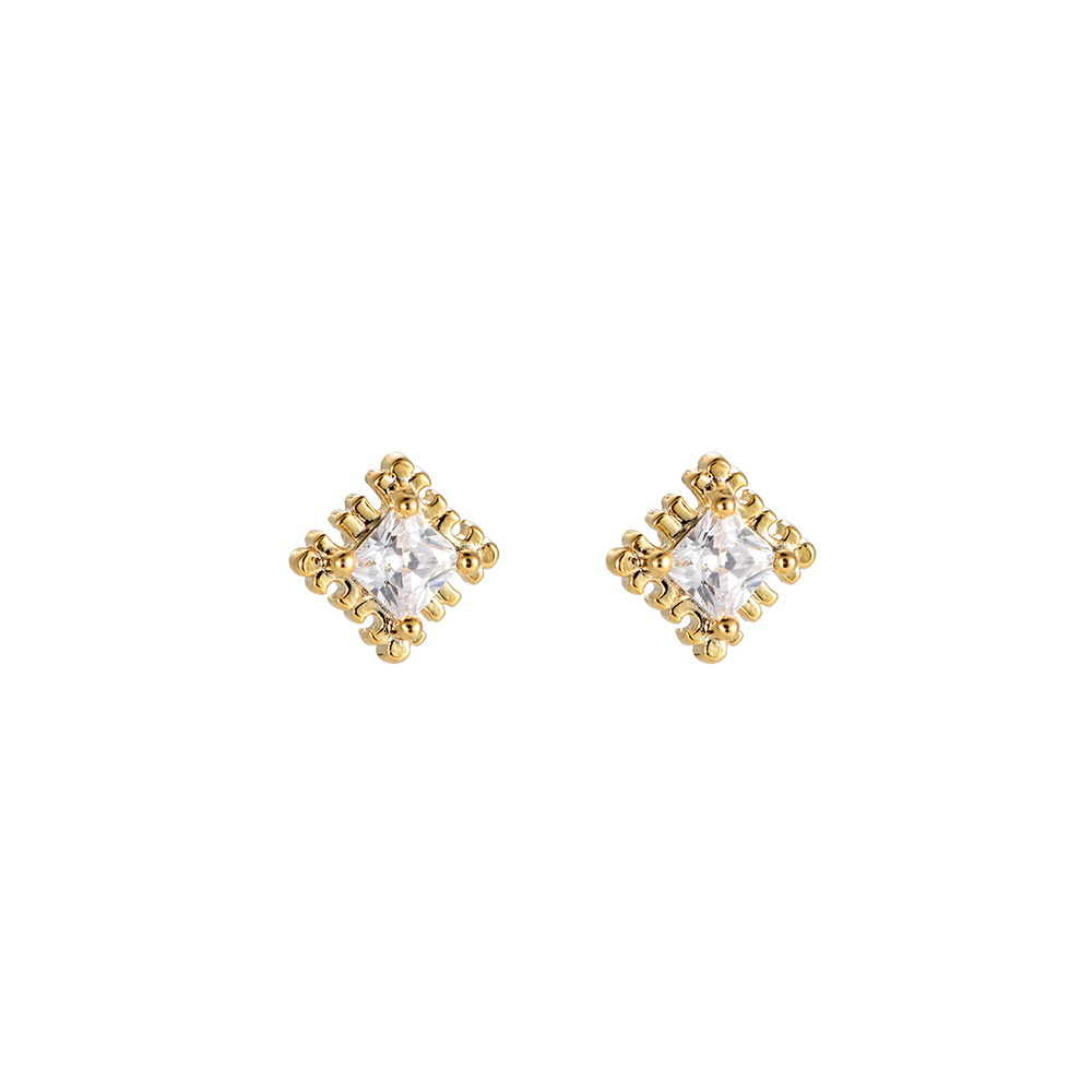 Sparkling Square Diamond Plated Earrings