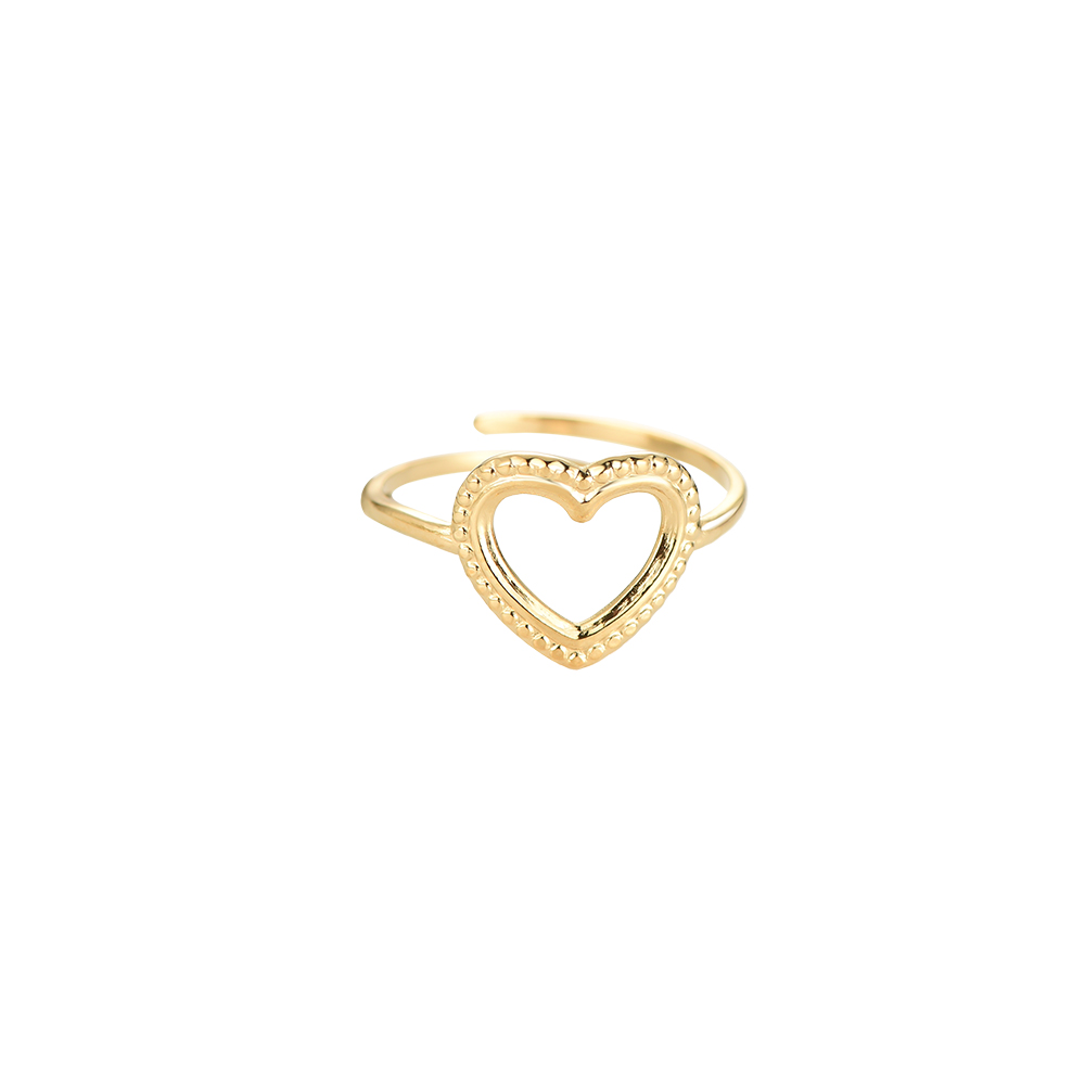 Decorated Heart Stamp Edelstahl Ring