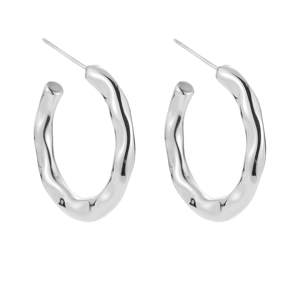 Shiny Curled Bean Stainless Steel Earrings