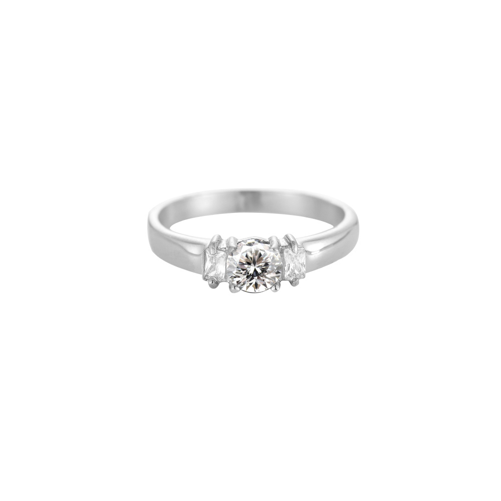 Dora Round Diamond Stainless Steel Ring