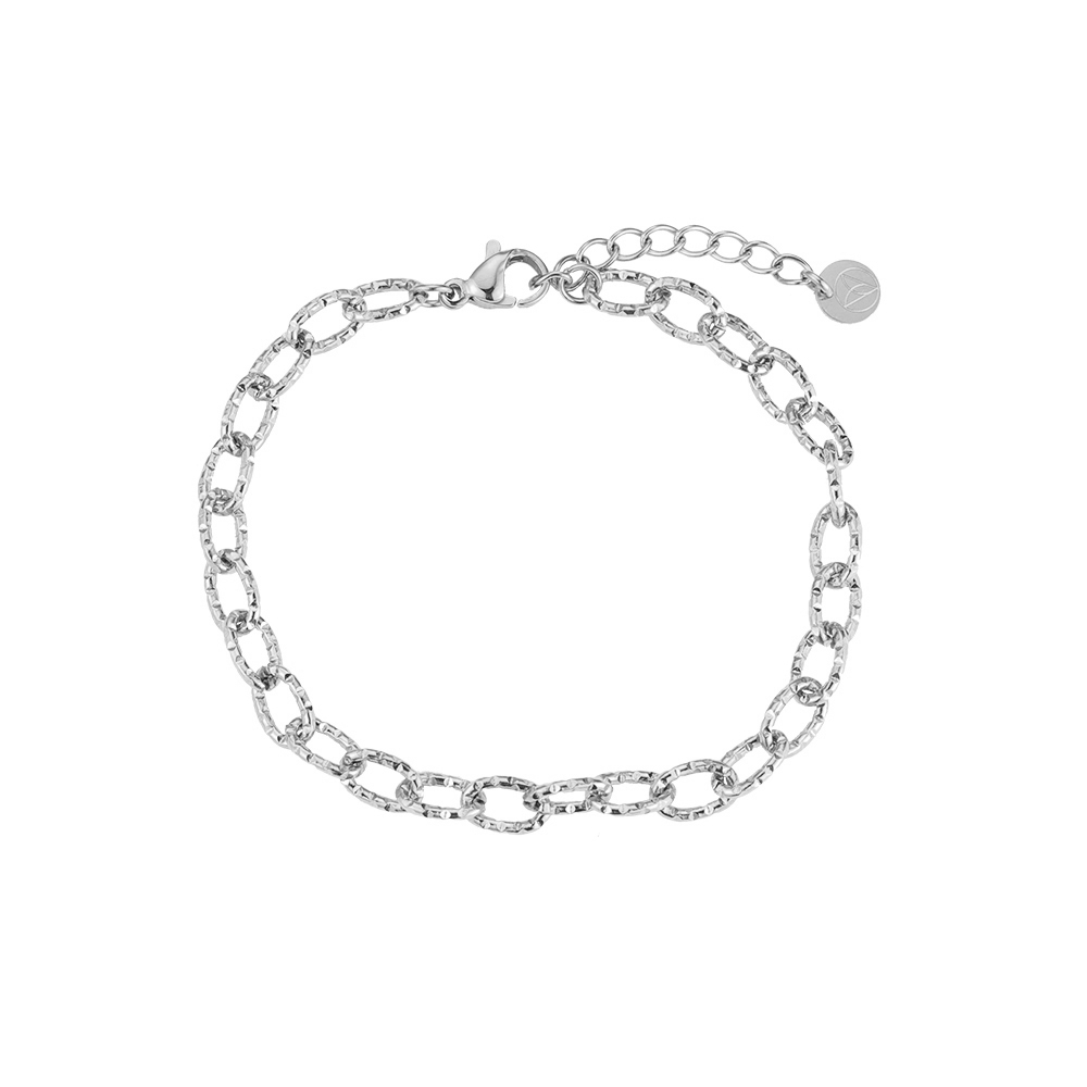Notched Chain Links Stainless Steel Bracelet