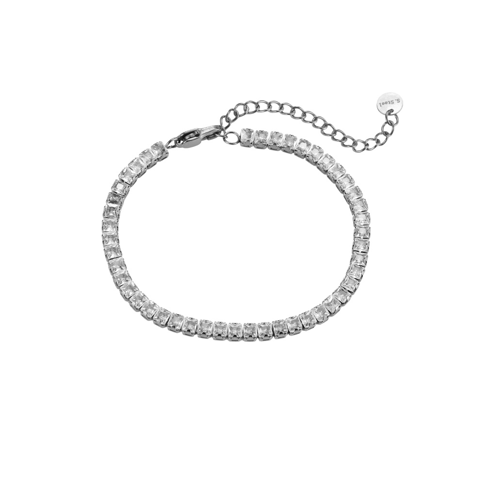 Princess-Cut 3.8 mm Tennis Stainless Steel Bracelet