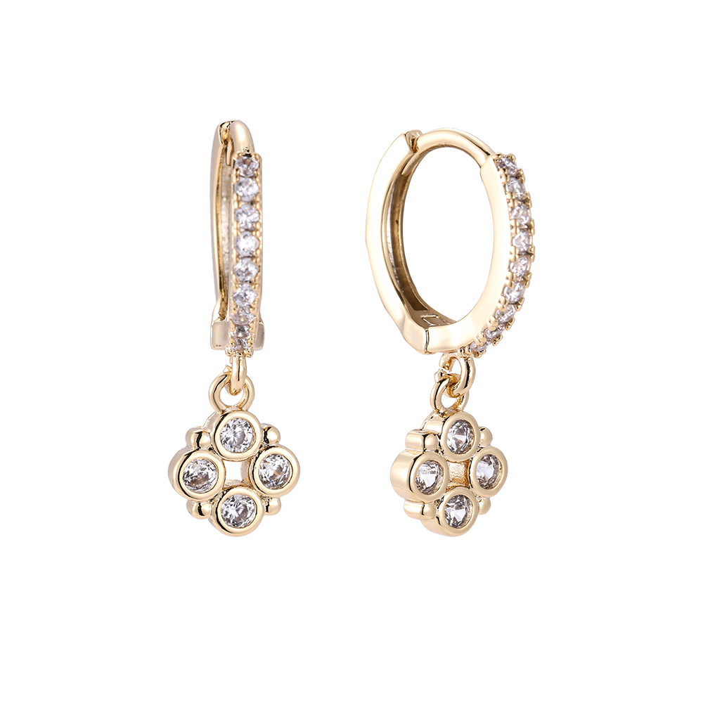 Bubbly Diamond Window Gold-plated Earrings