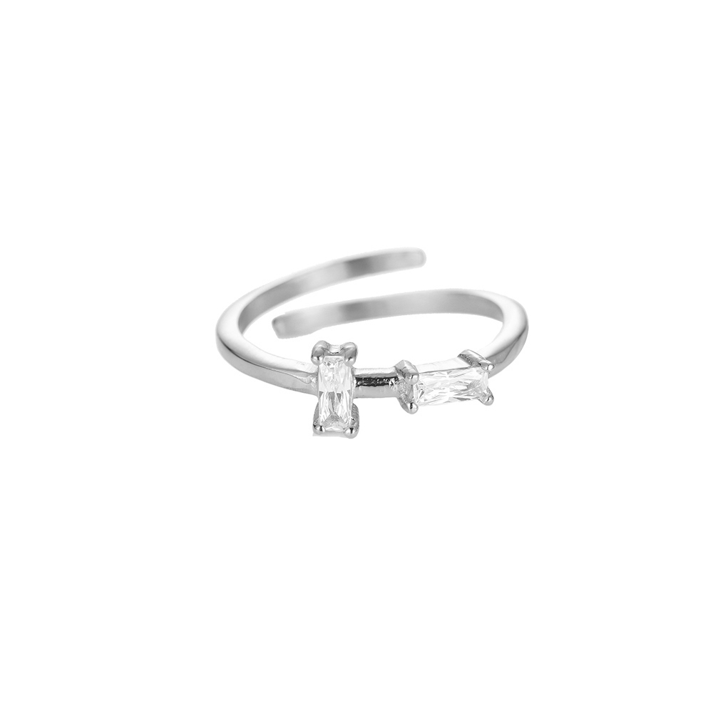 T Formation Diamonds Stainless Steel Ring