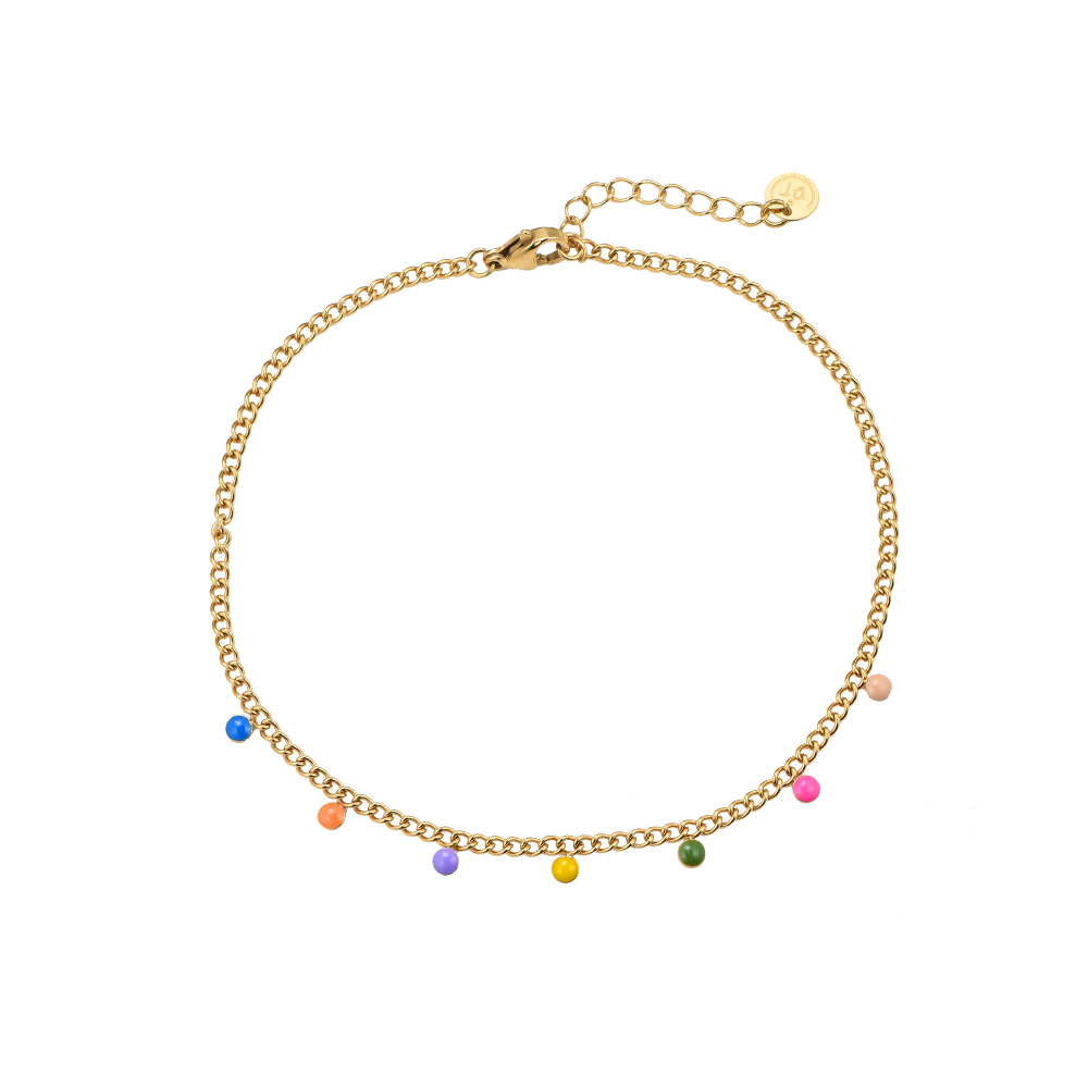 Enamel Colorful Drops Stainless Steel Anklet