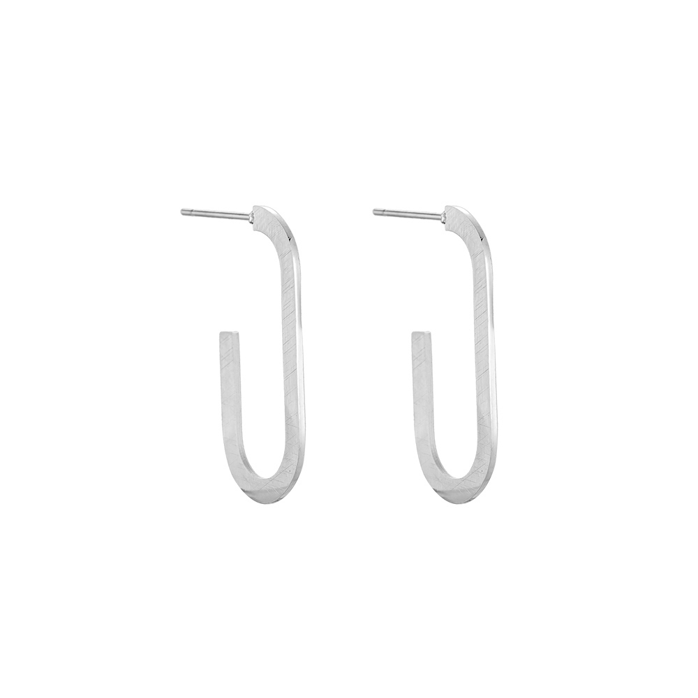 Rustic Oval Hook Stainless Steel Earrings