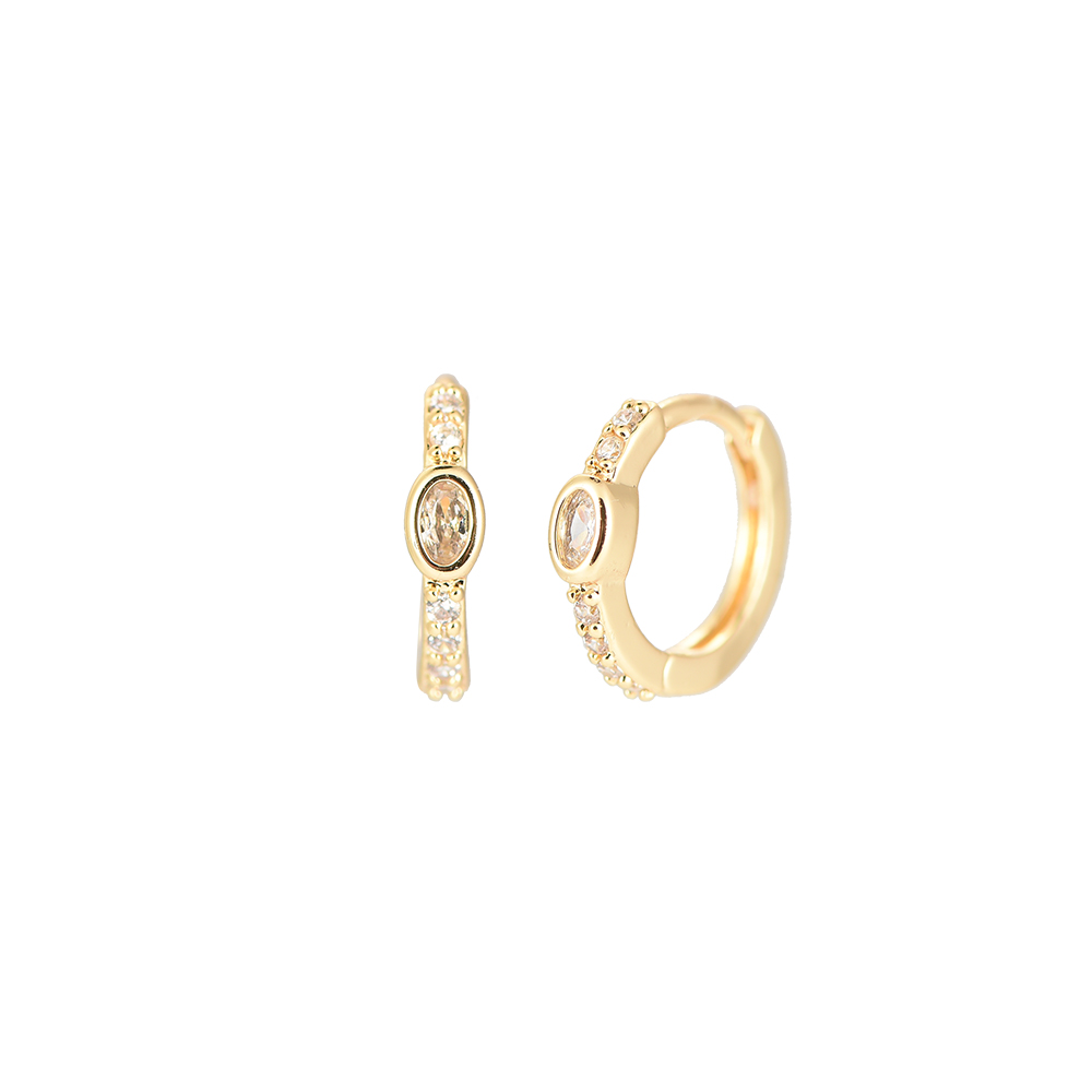 Oval Diamond Diffuser Gold-plated Earrings