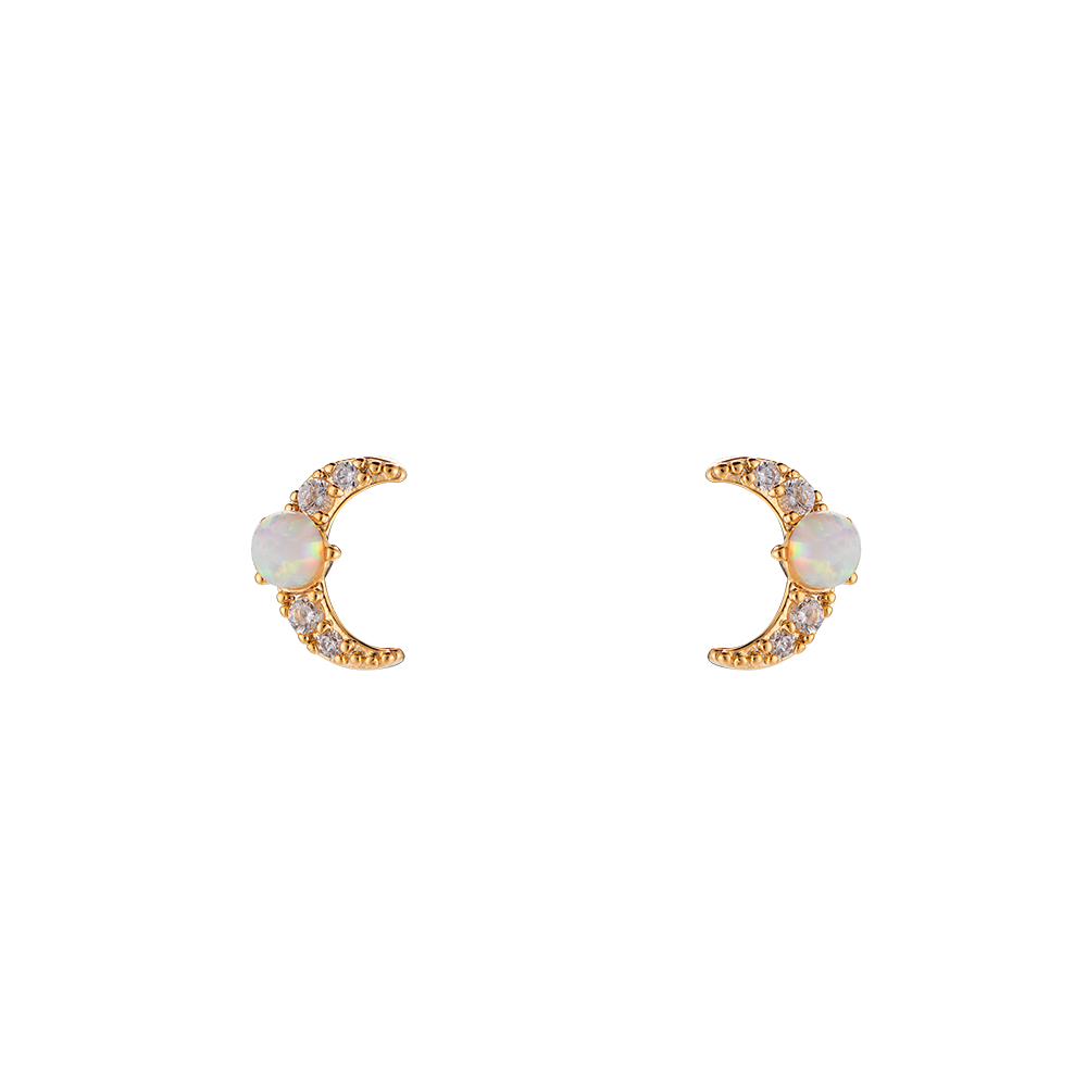 Opal Crescent Moon Vergoldete Ohrringe