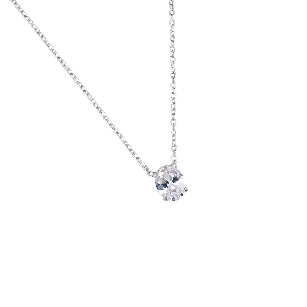 Big Egg Diamond Stainless Steel Necklace