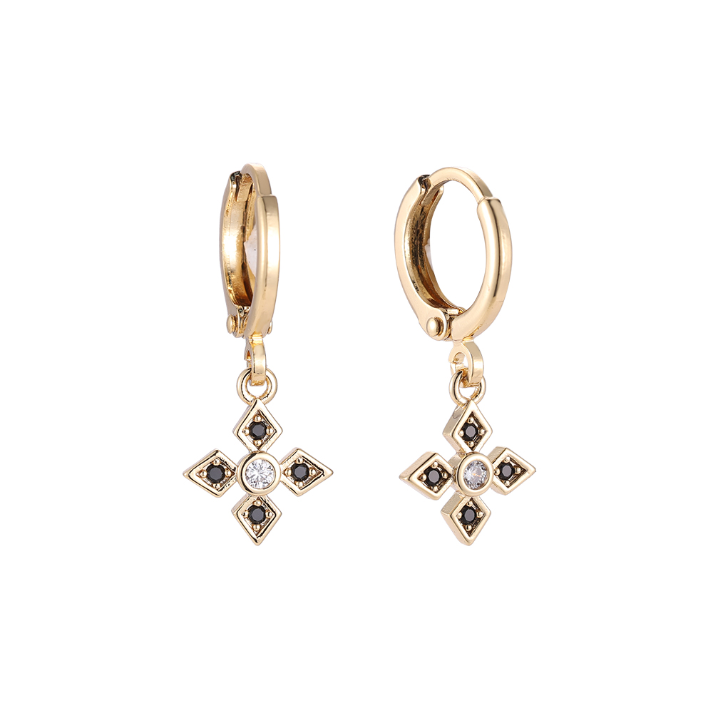 Diamond Flower Blades Gold-plated Earrings