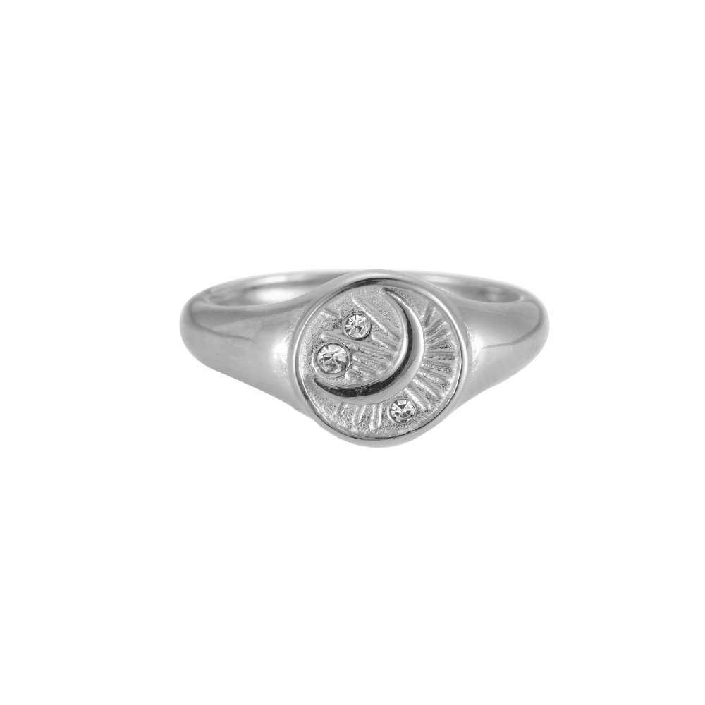 Sparkling Moon Stainless Steel Ring