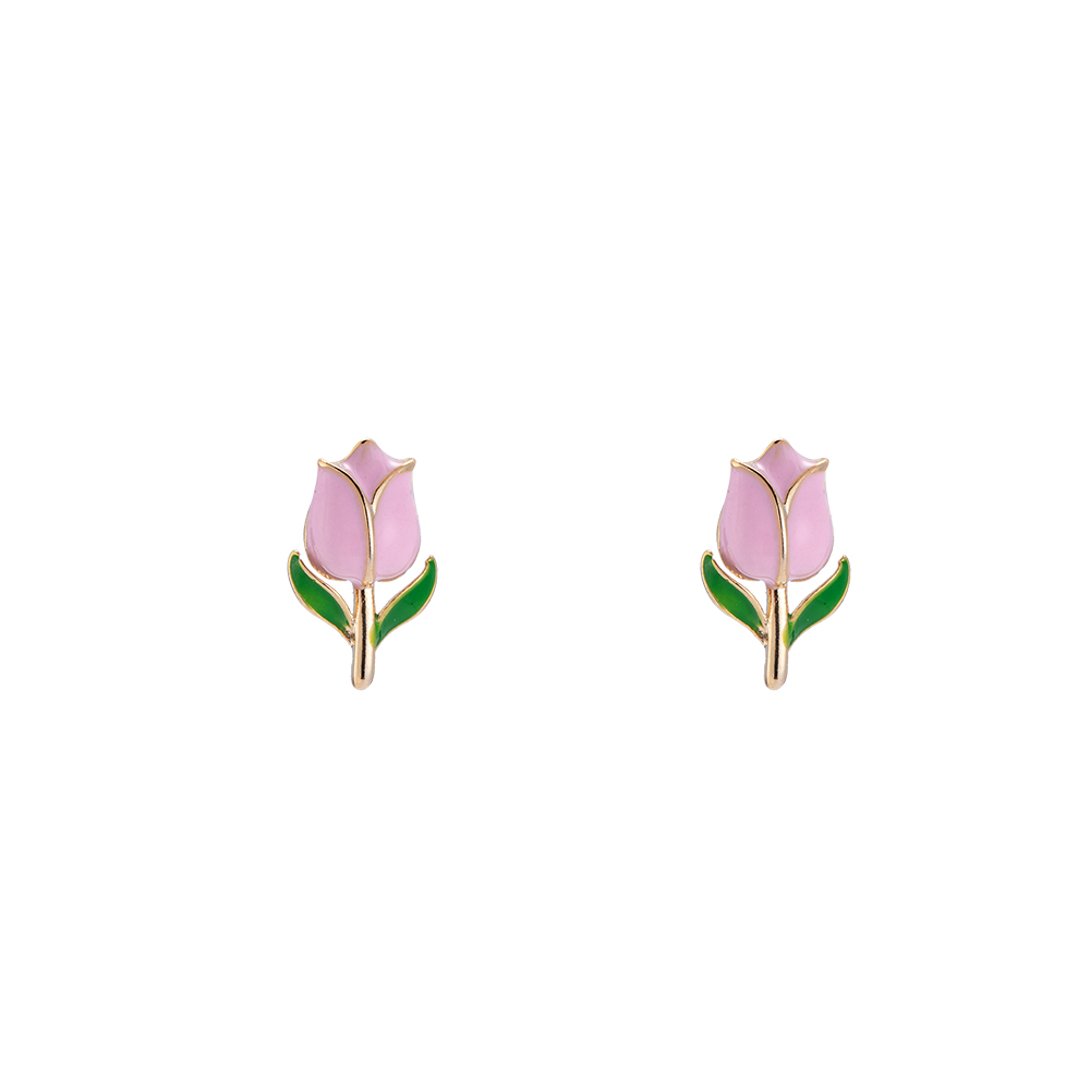 Enamel Tulip Vergoldet Ohrringe