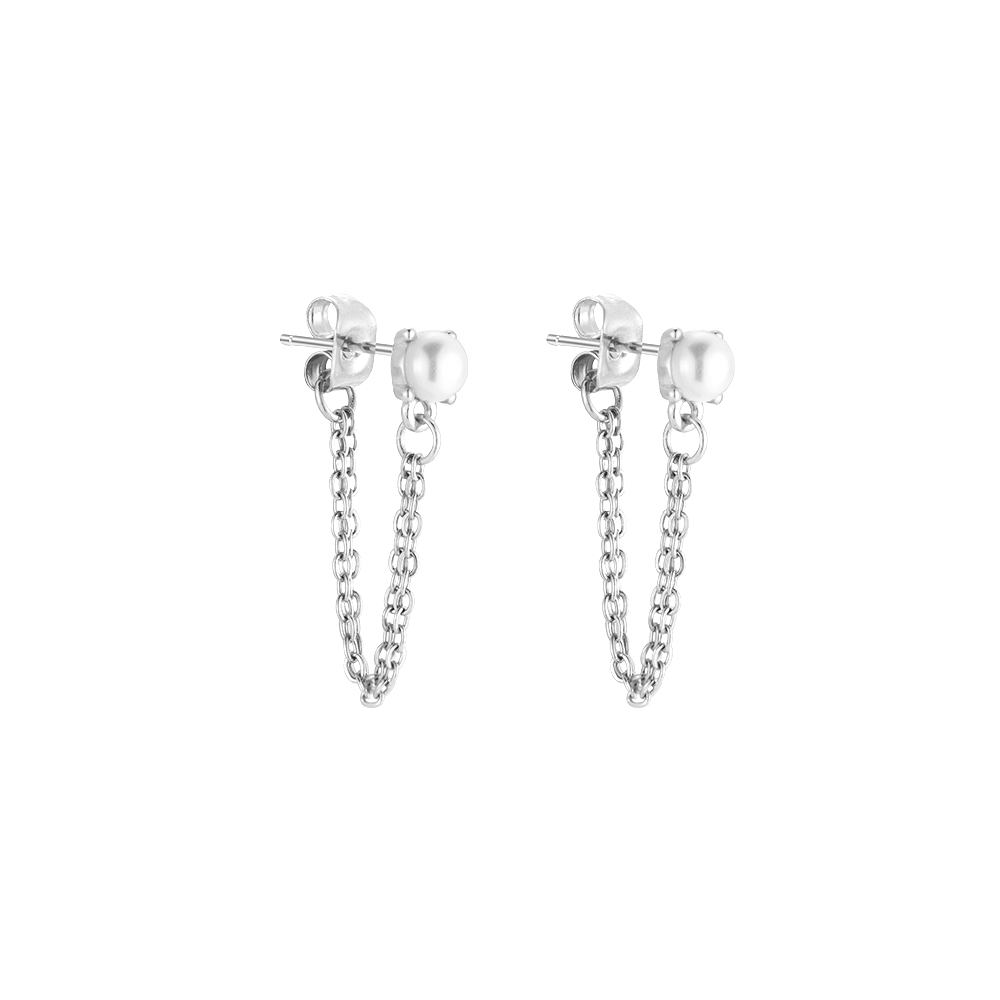 Alluring Chain Pearl Stainless Steel Ear Studs