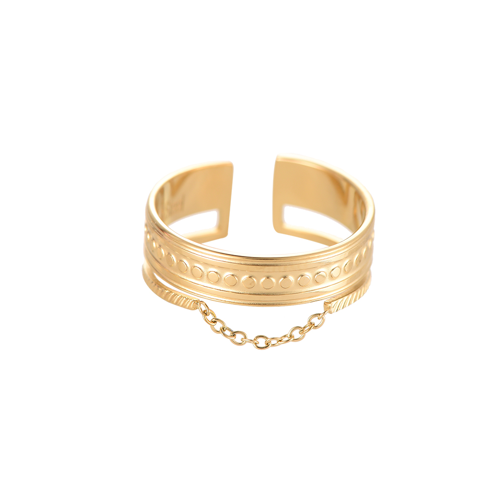 Geometric Pattern With Chain 2 Layer Edelstahl Ring