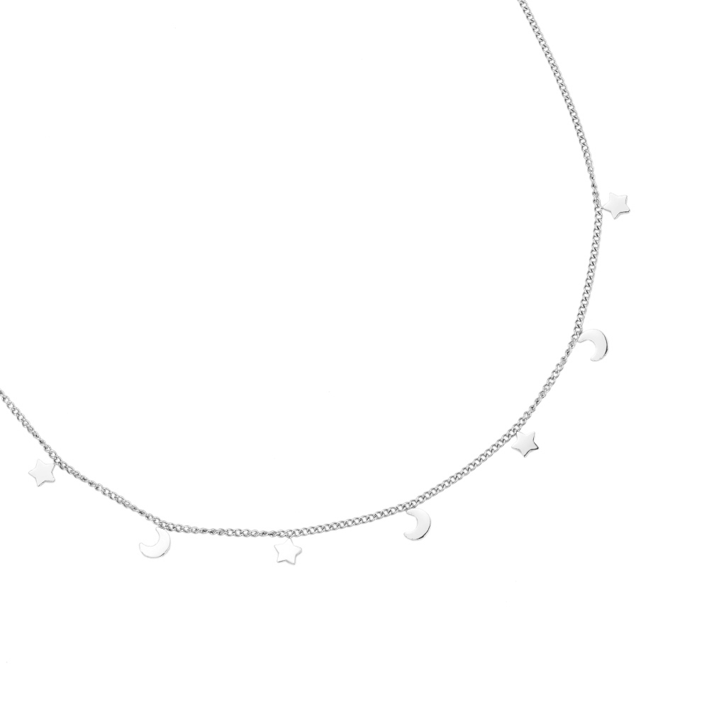 Moon & Star Connection Stainless Steel Necklace