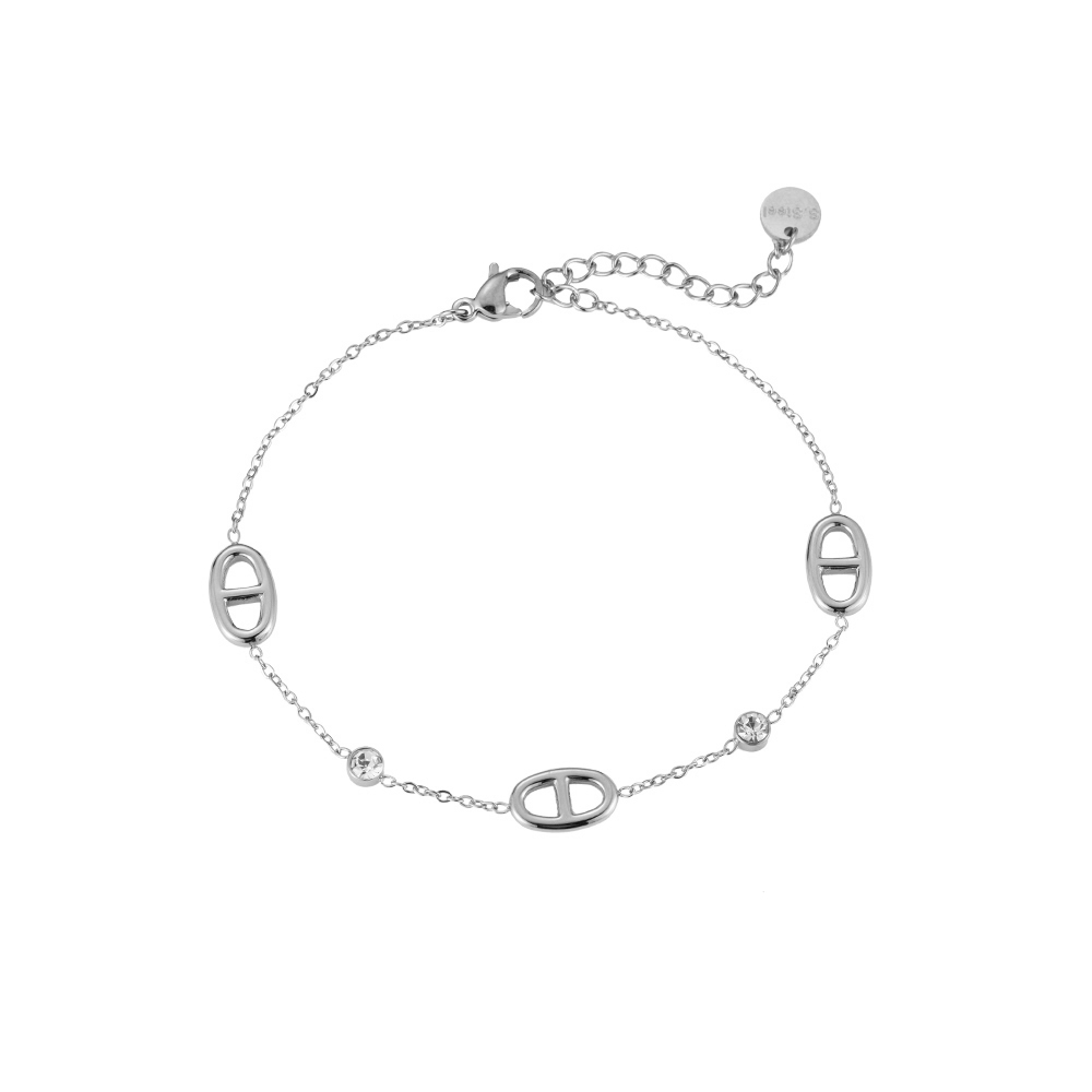 Diamonds & Nose Chain Stainless Steel Bracelet