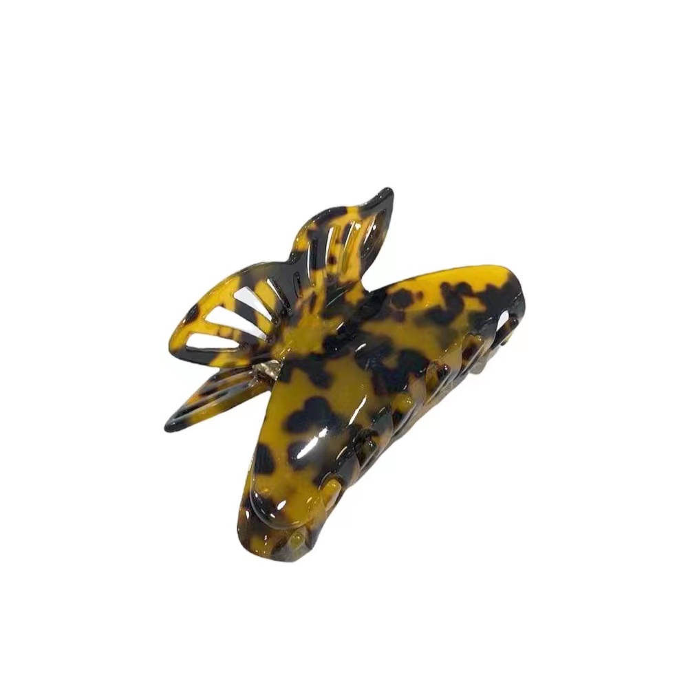 Acryl Dark Leopard Print Big Butterfly Haarklammer   