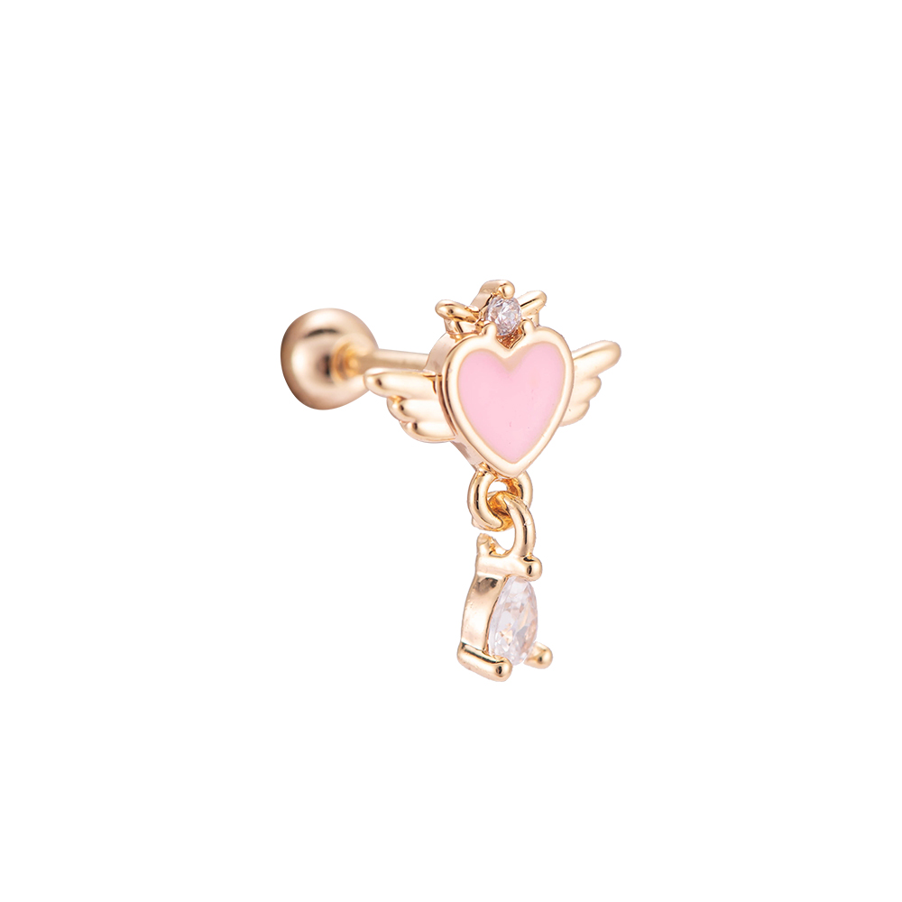 Pink Angel Heart Plated Piercing
