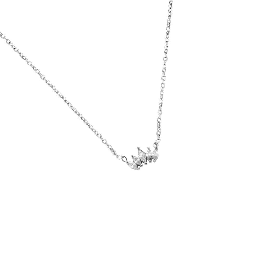 Seattle 5 Oval Diamonds Stainless Steel Necklace