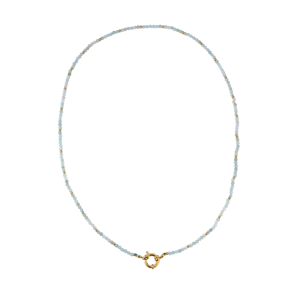 Amazonite Semi-Precious Gemstone Stainless Steel Necklace