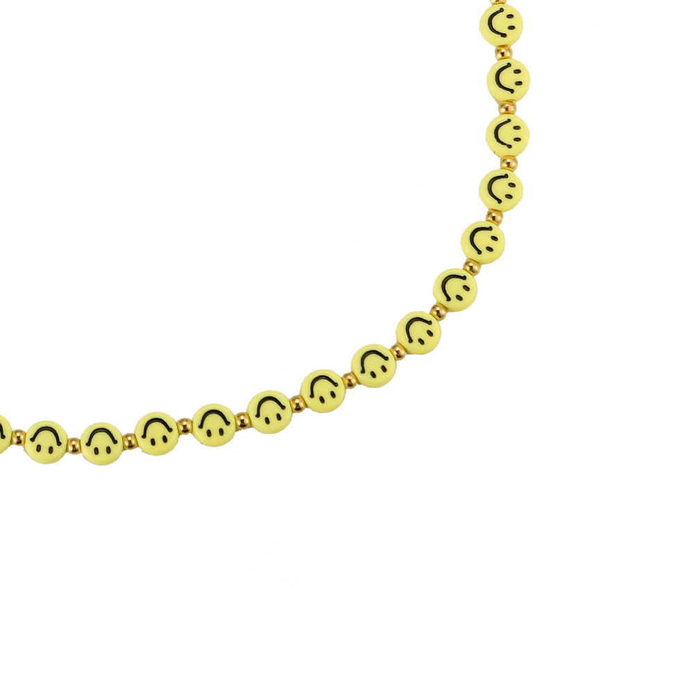 Full Yellow Smiley Stainless Steel Necklace