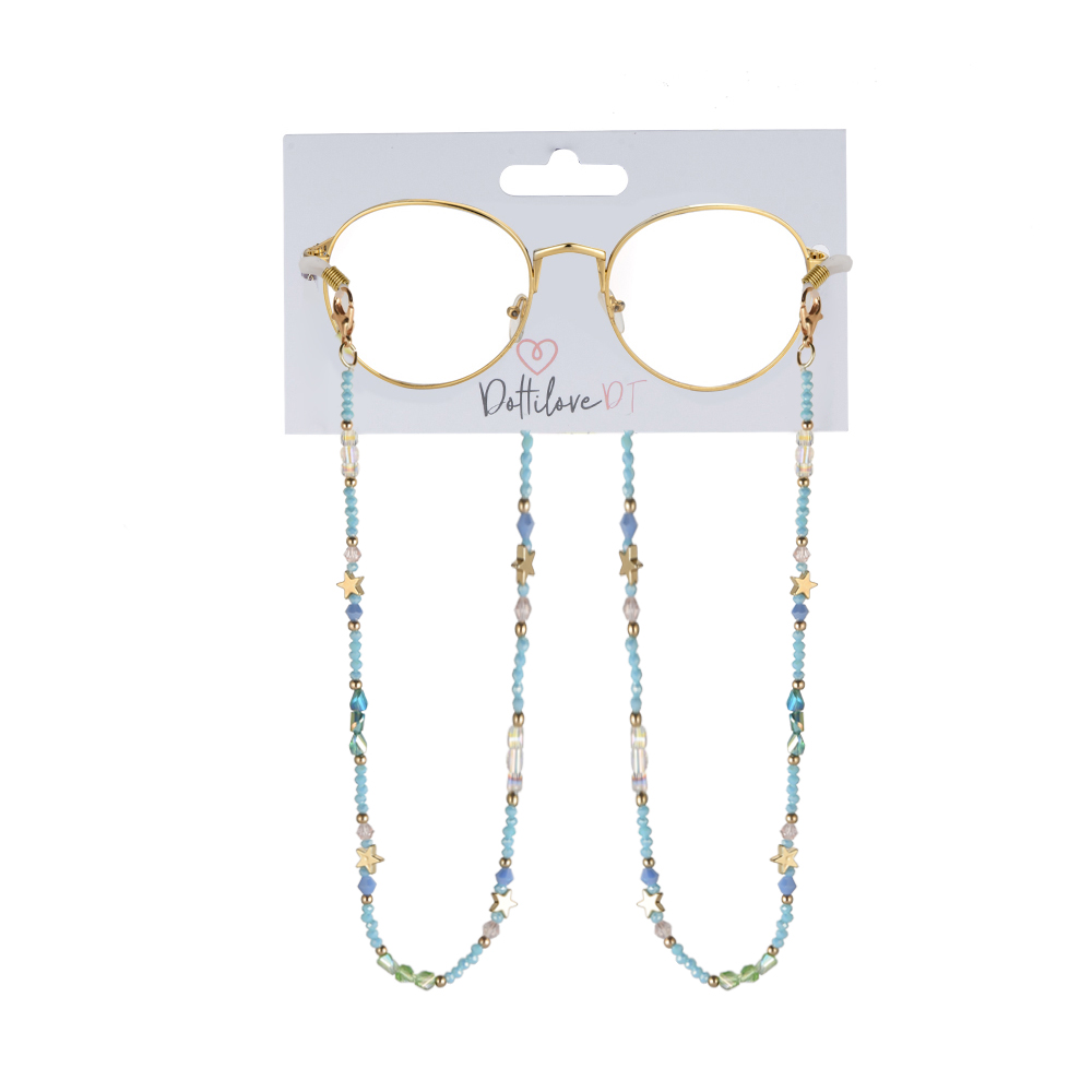 Golden Star Blue Beads Glasses Chain