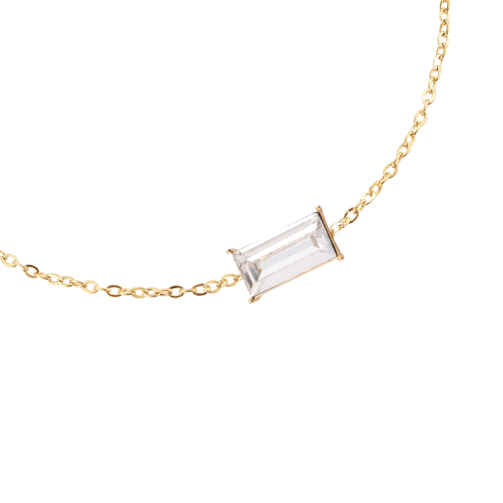 Single Rectangular Diamond Stainless Steel Bracelet