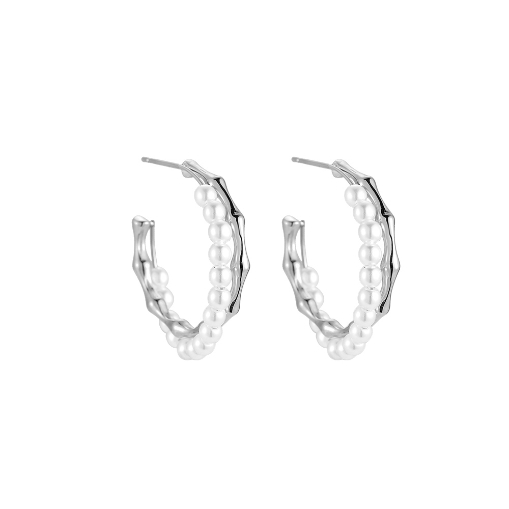 Pearly Hone Scythe Stainless Steel Earrings