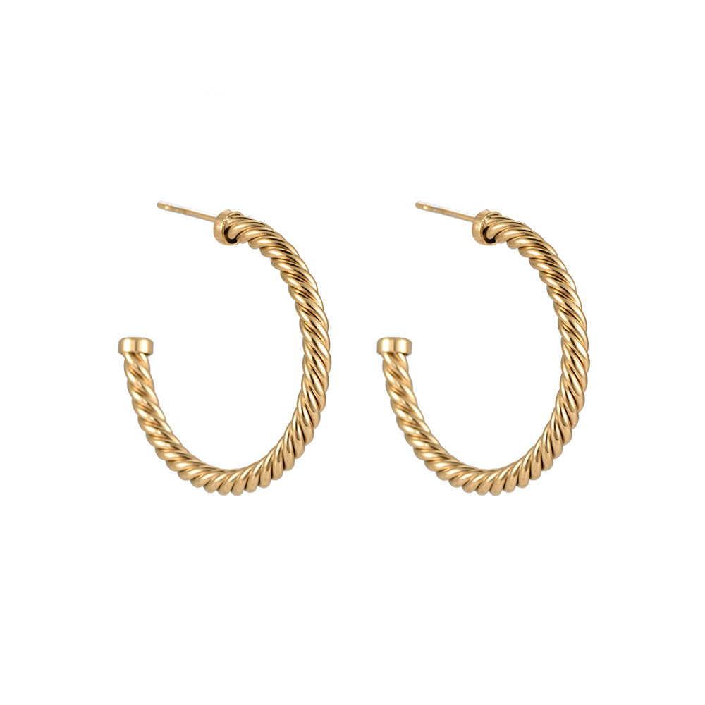  Twist Rope Chain Stainless Steel Gold Plated Earring