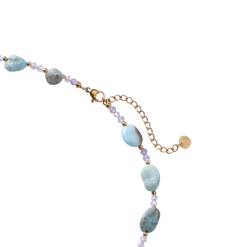 Larimar Beads Stainless Steel Necklace