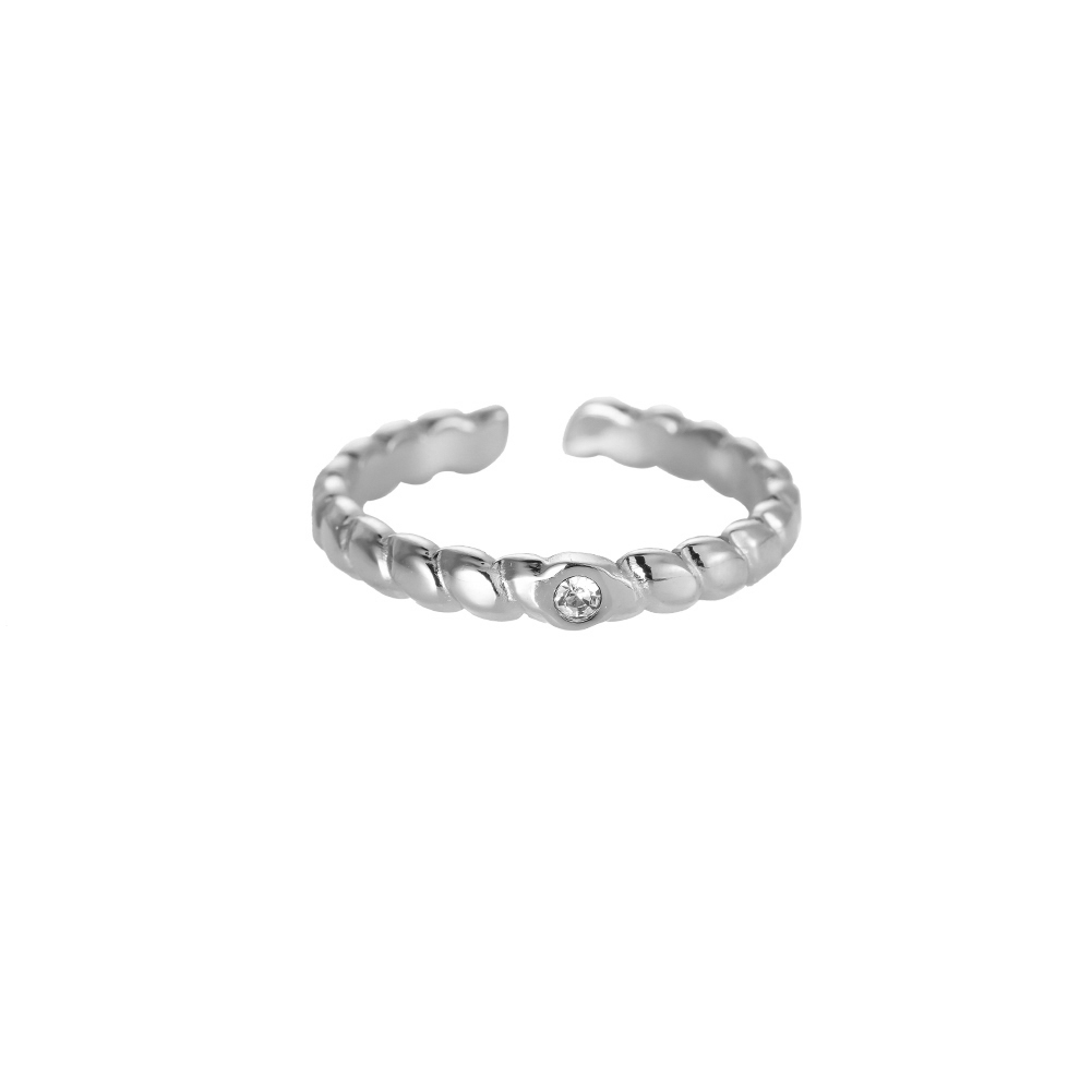 Diamond Twist Stainless Steel Ring