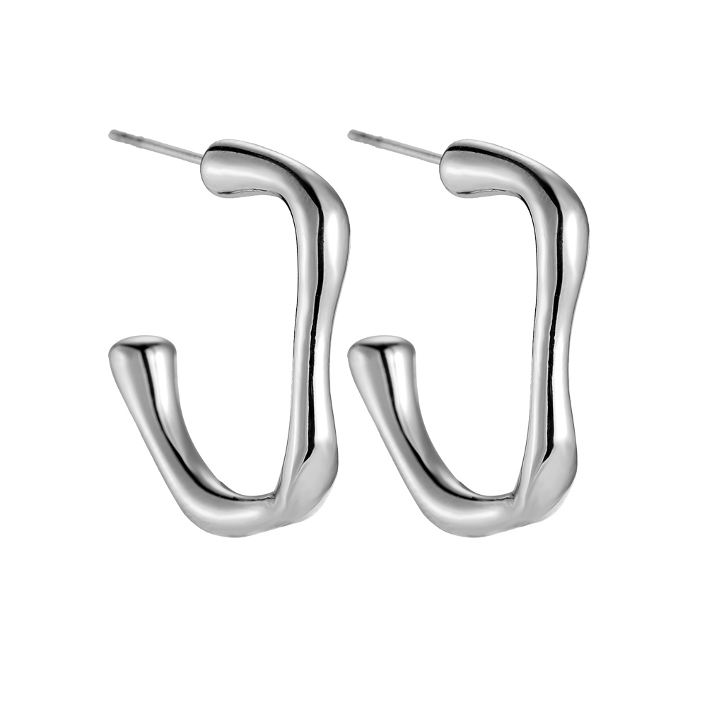 Shiny Crooked C Stainless Steel Earrings