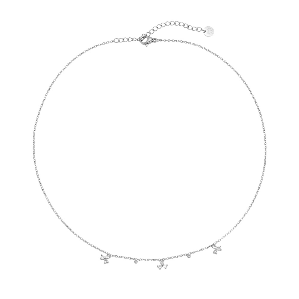 Drei Diamond Blütte Stainless Steel Necklace