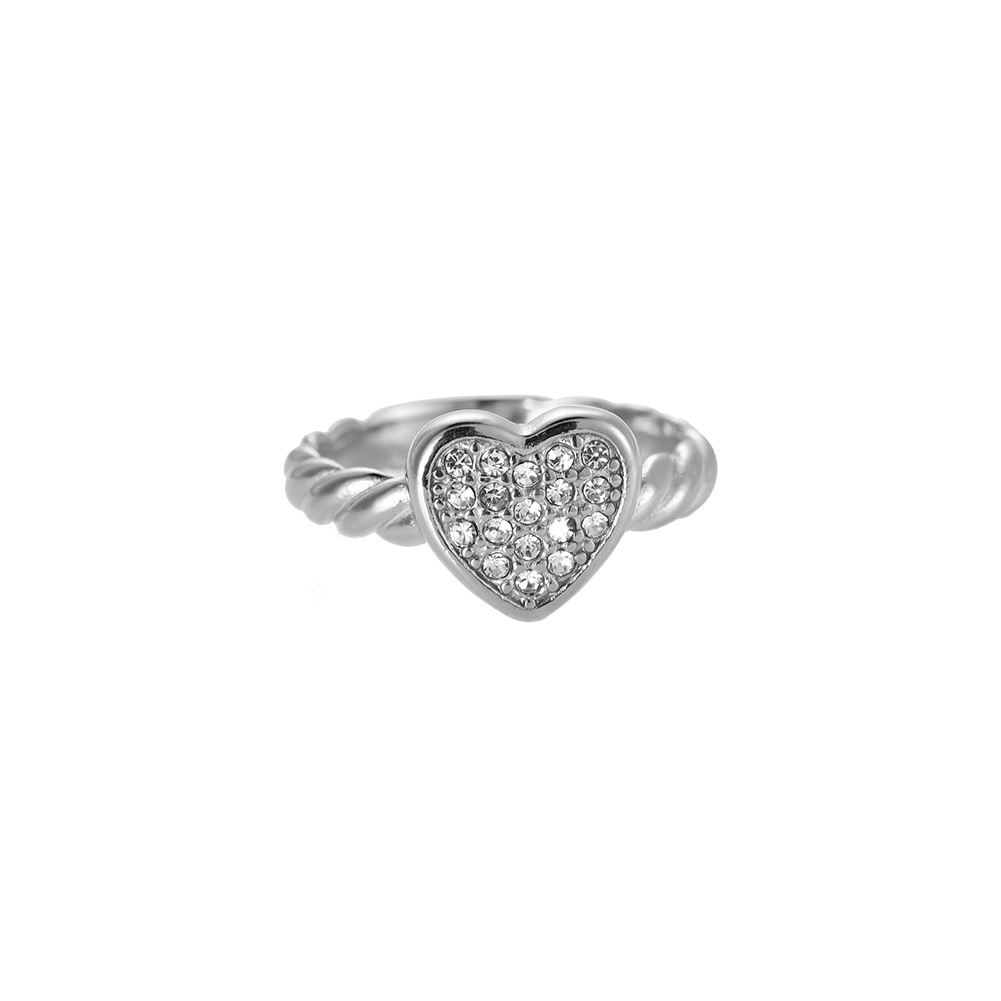 Dazzling Heart Stainless Steel Ring