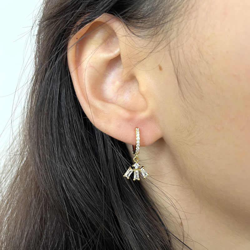 Diamond Cubic Angel Gold-plated Earrings