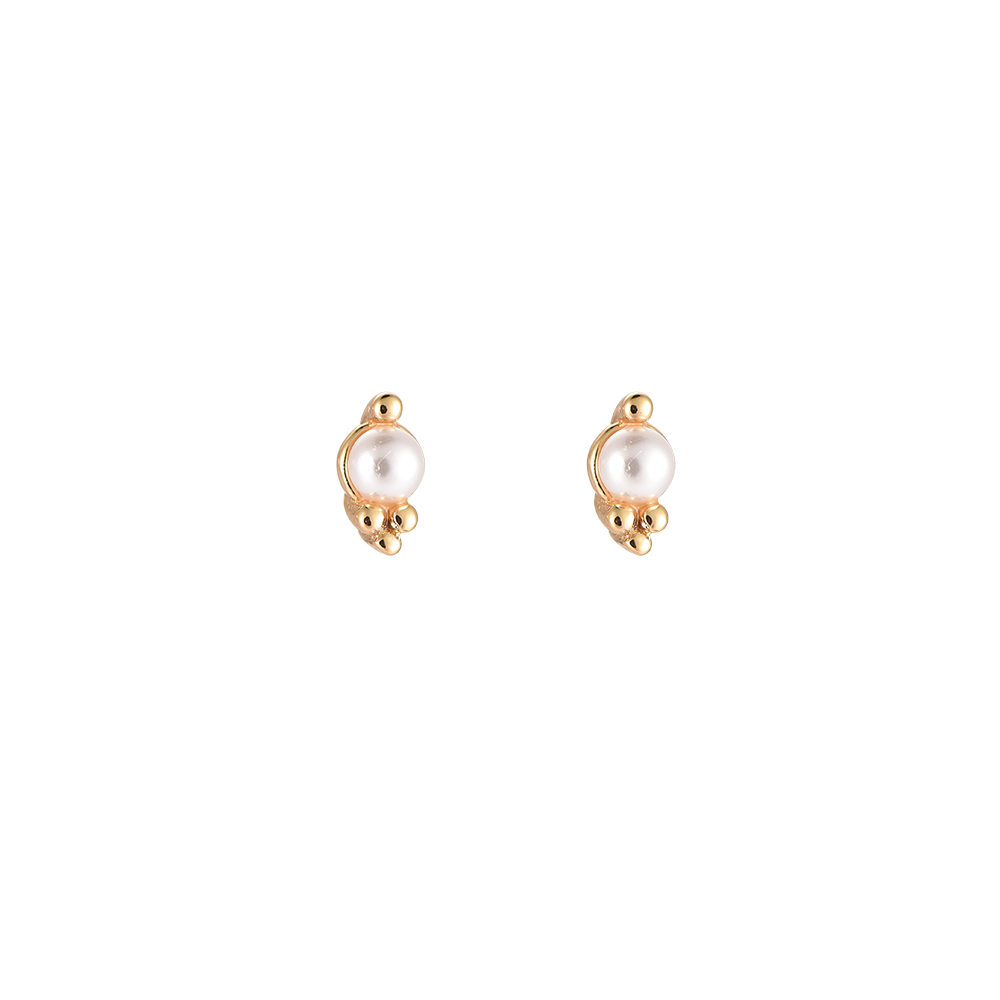 Pearl Clutch Gold Plated Earrings