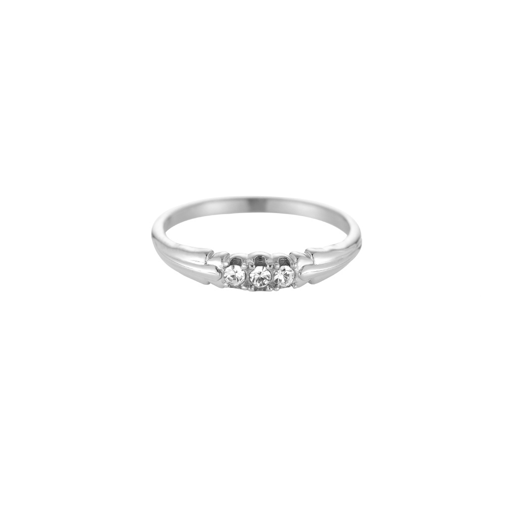 Ebby 3 Diamonds Stainless Steel Ring