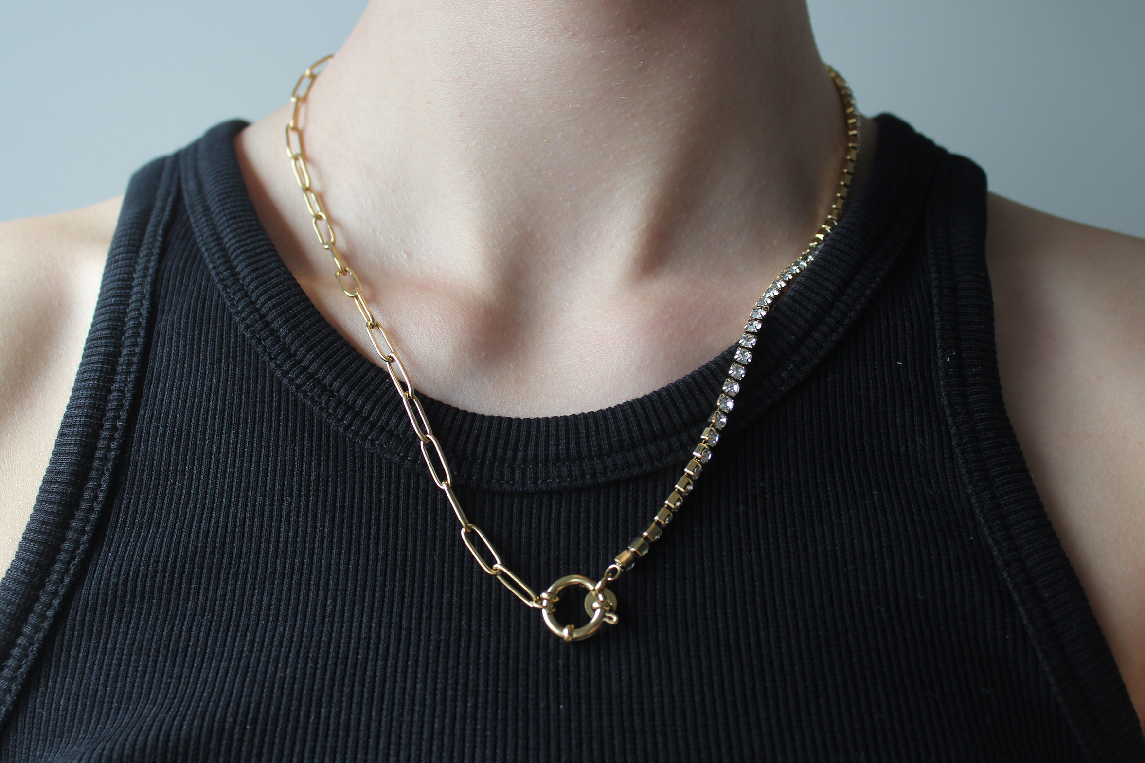 Chain & Diamonds Stainless steel Necklace