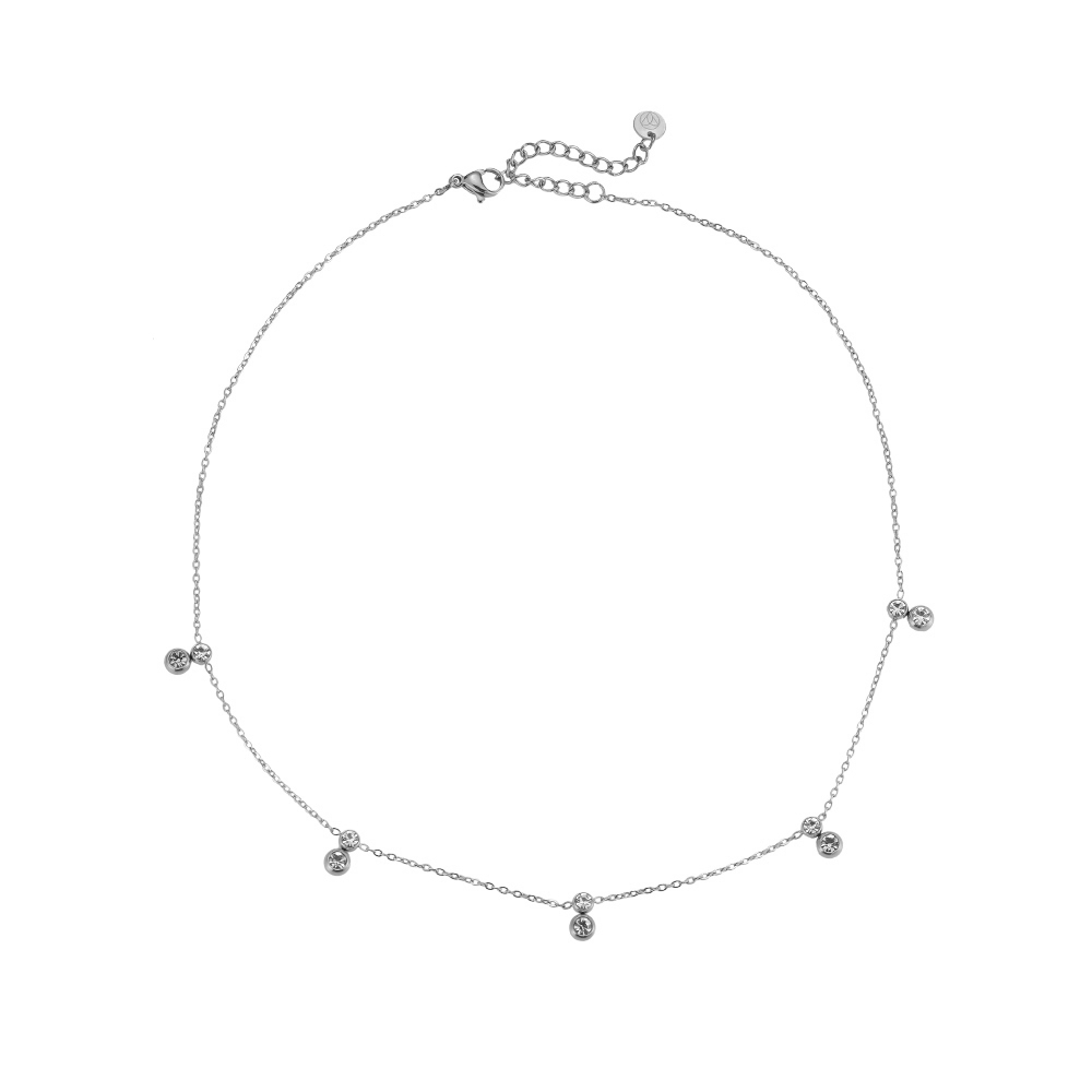 Twins Diamonds Stainless Steel Necklace